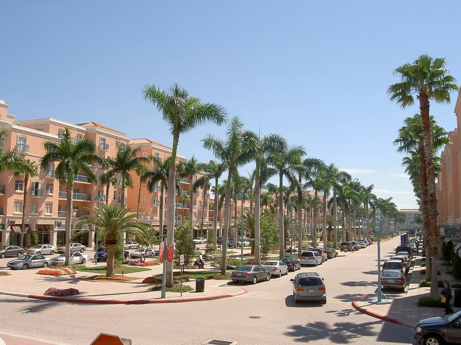 Palm-lined street through Mizner Park in Boca Raton