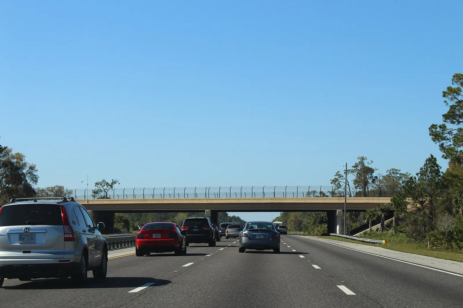 Traffic passing beneath Palm Coast Parkway in Palm Coast
