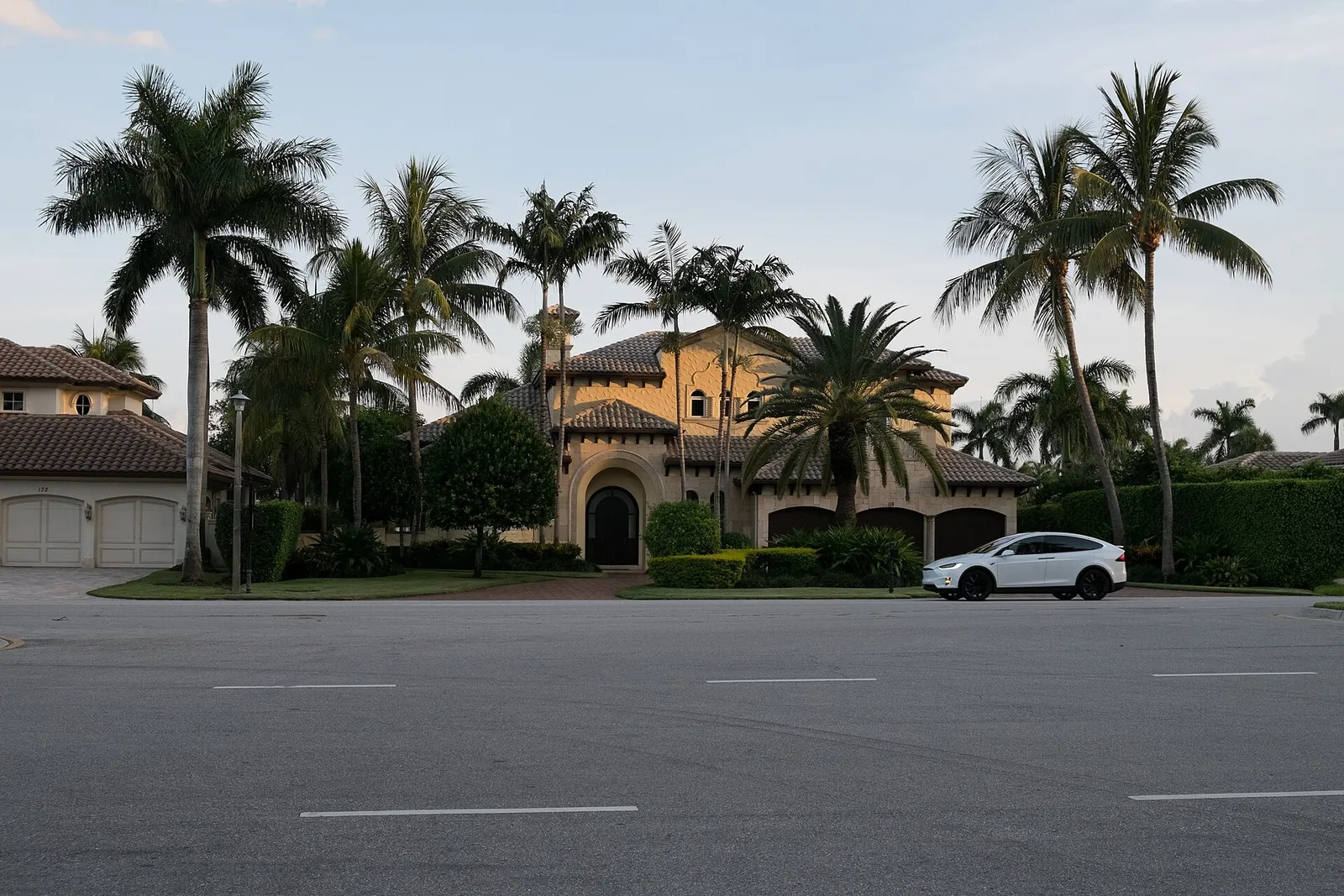 Palm-lined residential home in Boca Raton, Florida